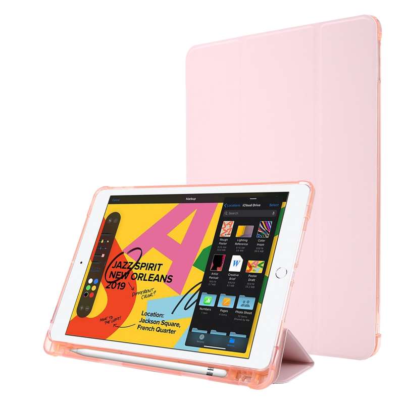 For iPad 10.2 2021 / 2020 / 2019 Airbag Horizontal Flip Leather Case with Three-fold Holder & Pen Ho