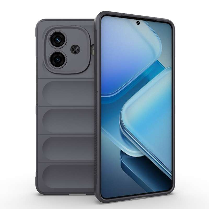 For vivo iQOO Z9 Turbo 5G Magic Shield TPU + Flannel Phone Case(Dark Grey)
