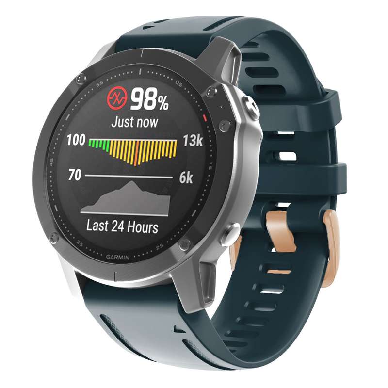 For Garmin Fenix 7S / 6S Pro / 5S Plus 20mm Rose Gold Buckle Silicone Watch Band(White)