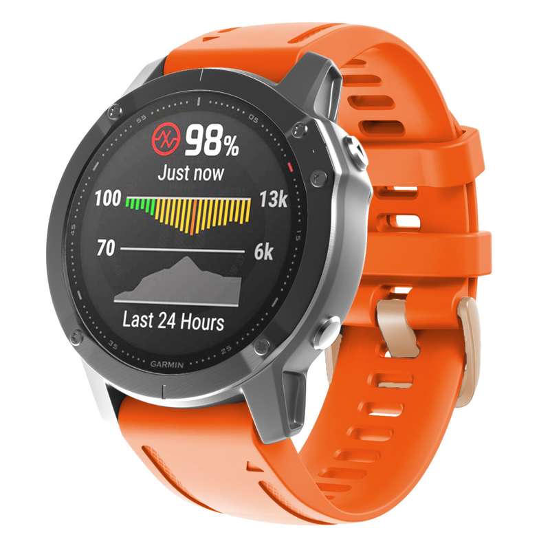 For Garmin Fenix 7S / 6S Pro / 5S Plus 20mm Rose Gold Buckle Silicone Watch Band(White)