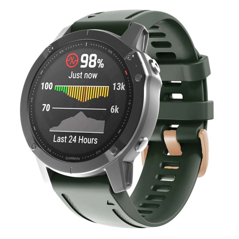 For Garmin Fenix 7S / 6S Pro / 5S Plus 20mm Rose Gold Buckle Silicone Watch Band(White)