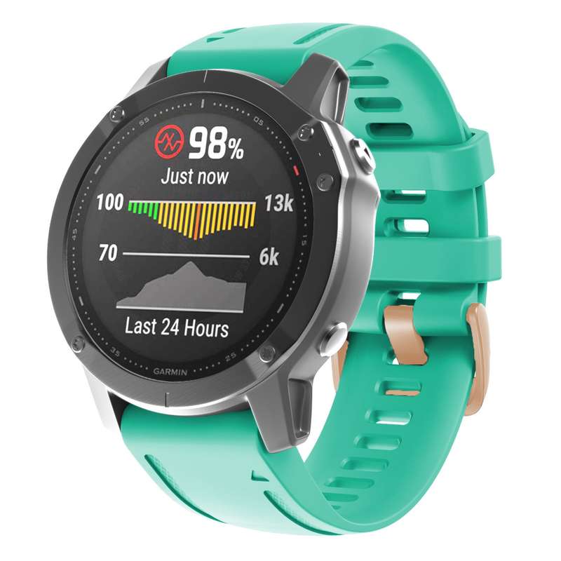 For Garmin Fenix 7S / 6S Pro / 5S Plus 20mm Rose Gold Buckle Silicone Watch Band(White)