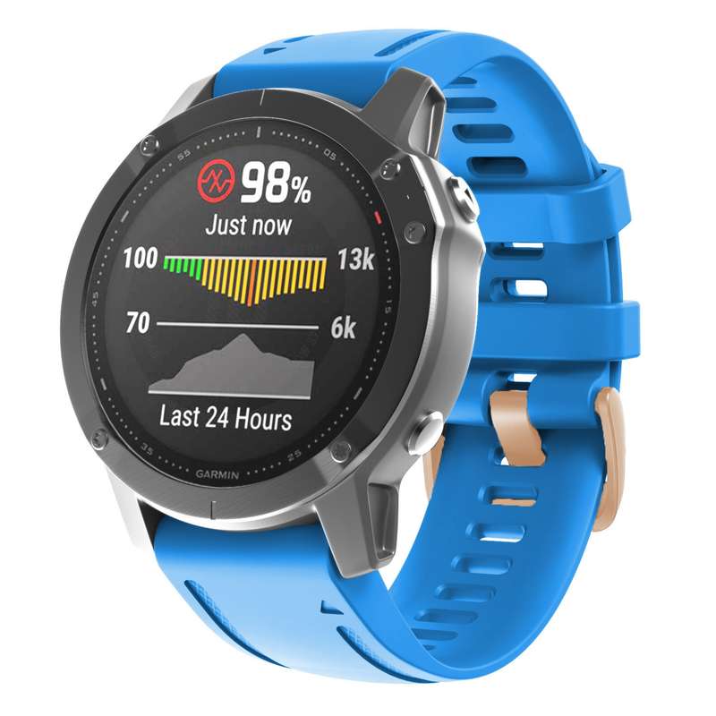 For Garmin Fenix 7S / 6S Pro / 5S Plus 20mm Rose Gold Buckle Silicone Watch Band(White)