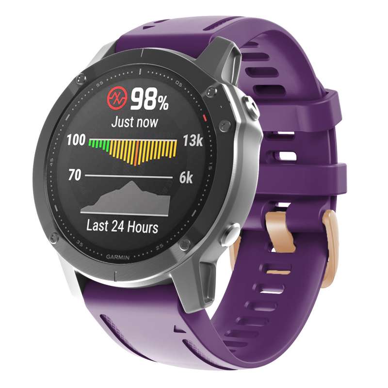 For Garmin Fenix 7S / 6S Pro / 5S Plus 20mm Rose Gold Buckle Silicone Watch Band(White)