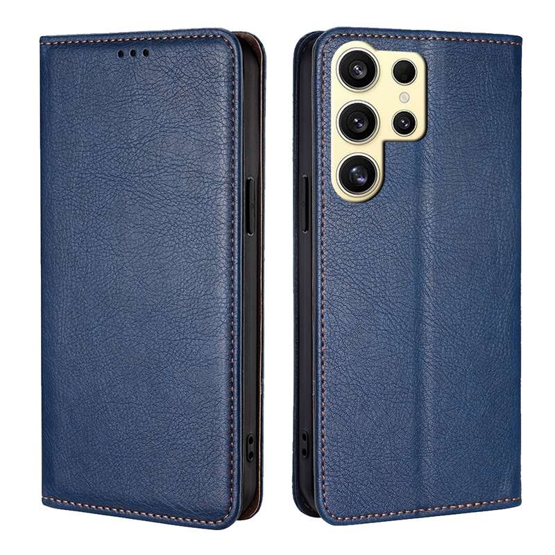 For Samsung Galaxy S24 Ultra 5G Gloss Oil Solid Color Magnetic Leather Phone Case(Blue)