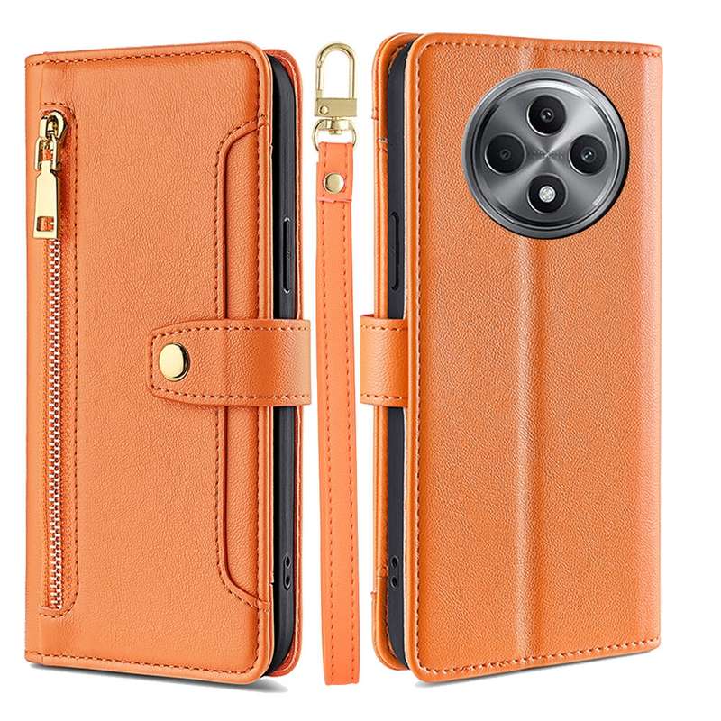 For OPPO Reno12 F 5G Sheep Texture Cross-body Zipper Wallet Leather Phone Case(Black)