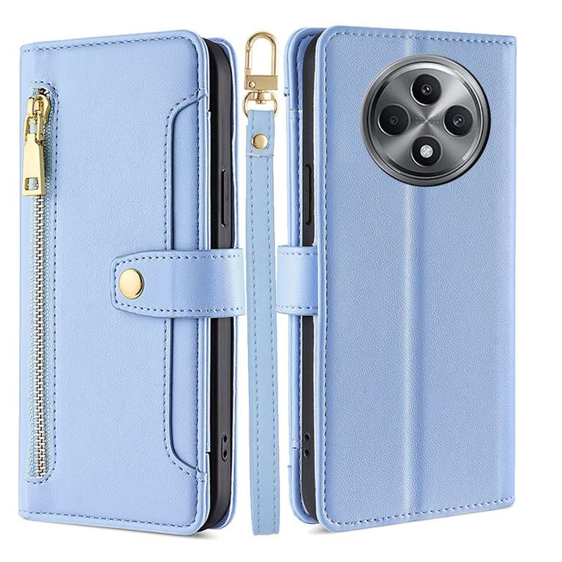 For OPPO Reno12 F 5G Sheep Texture Cross-body Zipper Wallet Leather Phone Case(Black)