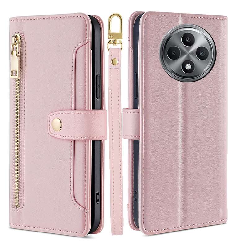 For OPPO Reno12 F 5G Sheep Texture Cross-body Zipper Wallet Leather Phone Case(Black)