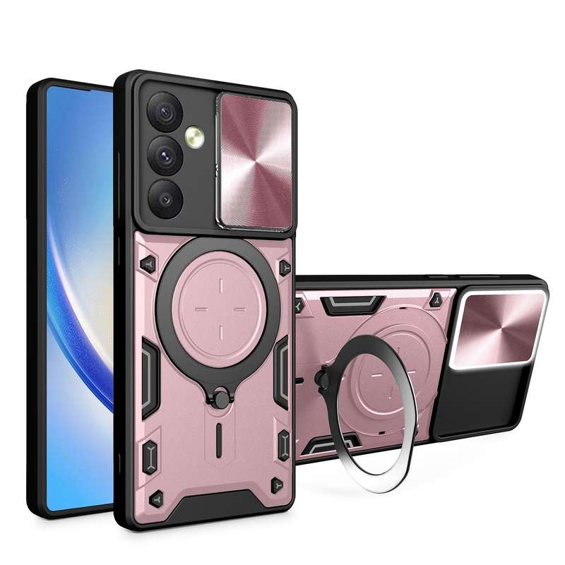 For Samsung Galaxy A34 5G CD Texture Sliding Camshield Magnetic Holder Phone Case(Black)