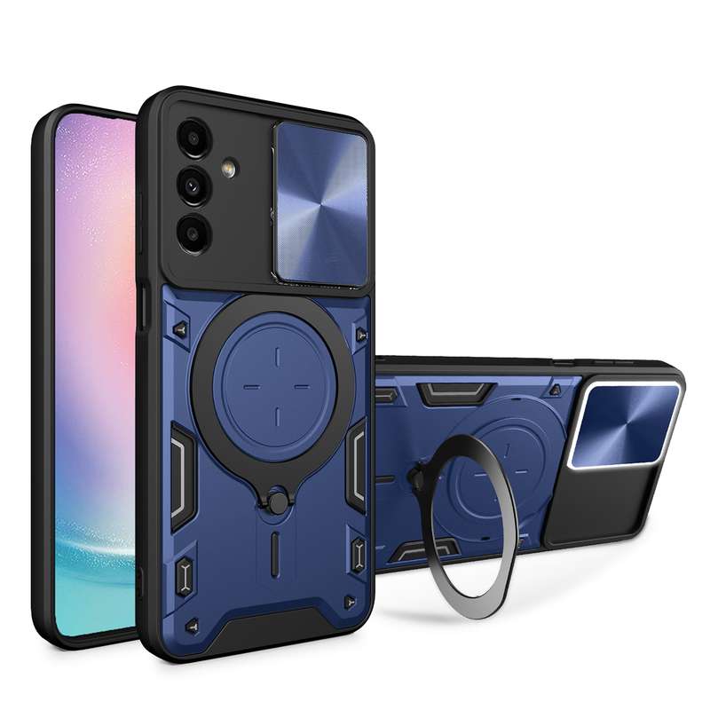 For Samsung Galaxy A24 4G CD Texture Sliding Camshield Magnetic Holder Phone Case(Pink)