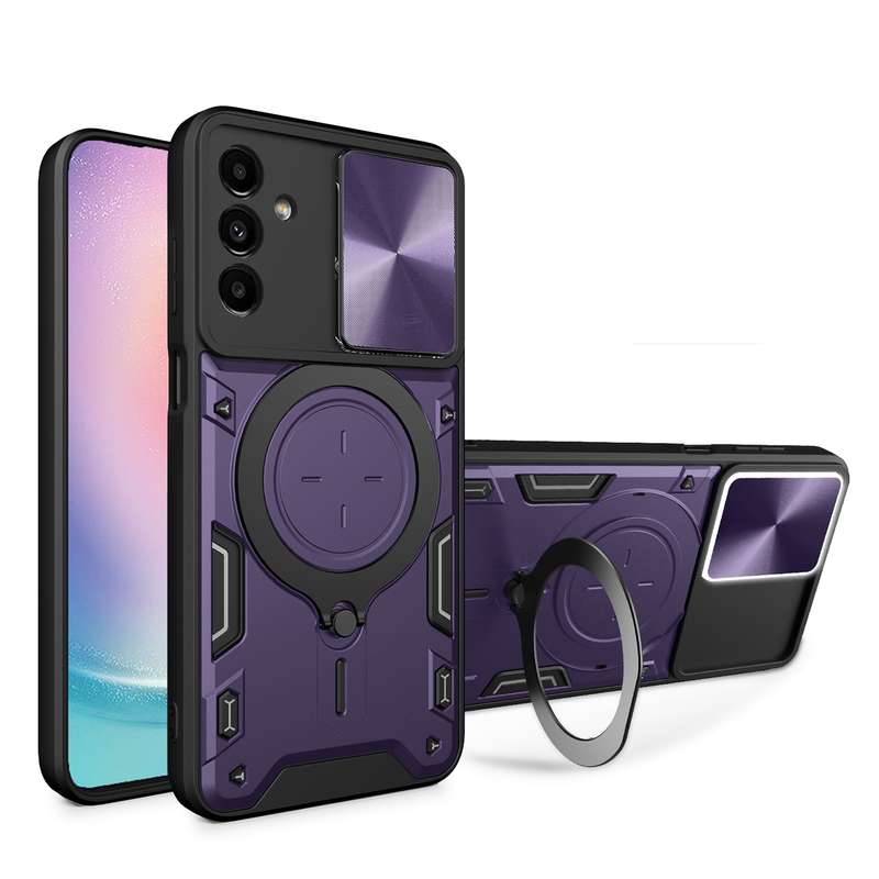 For Samsung Galaxy A24 4G CD Texture Sliding Camshield Magnetic Holder Phone Case(Pink)