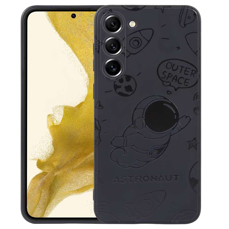 For Samsung Galaxy A32 5G Astronaut Pattern Silicone Straight Edge Phone Case(Mars Astronaut-Black)