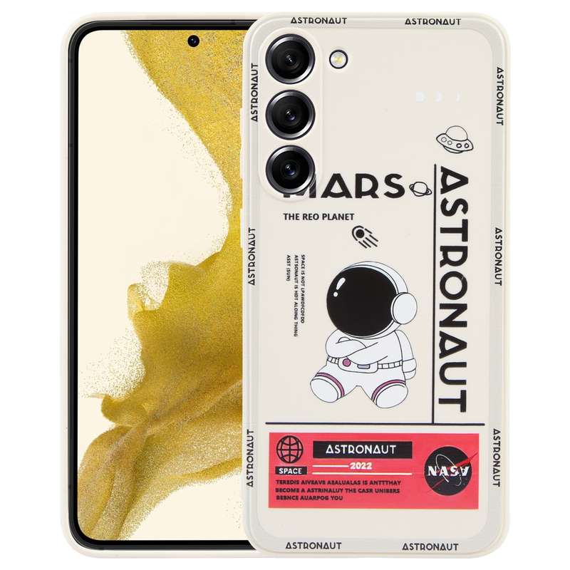 For Samsung Galaxy A32 5G Astronaut Pattern Silicone Straight Edge Phone Case(Mars Astronaut-Black)