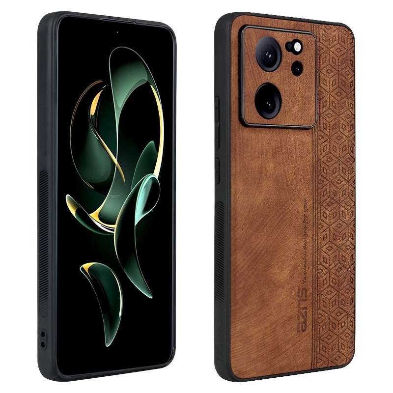 For Xiaomi 13T / 13T Pro / Redmi K60 Ultra AZNS 3D Embossed Skin Feel Phone Case(Brown)