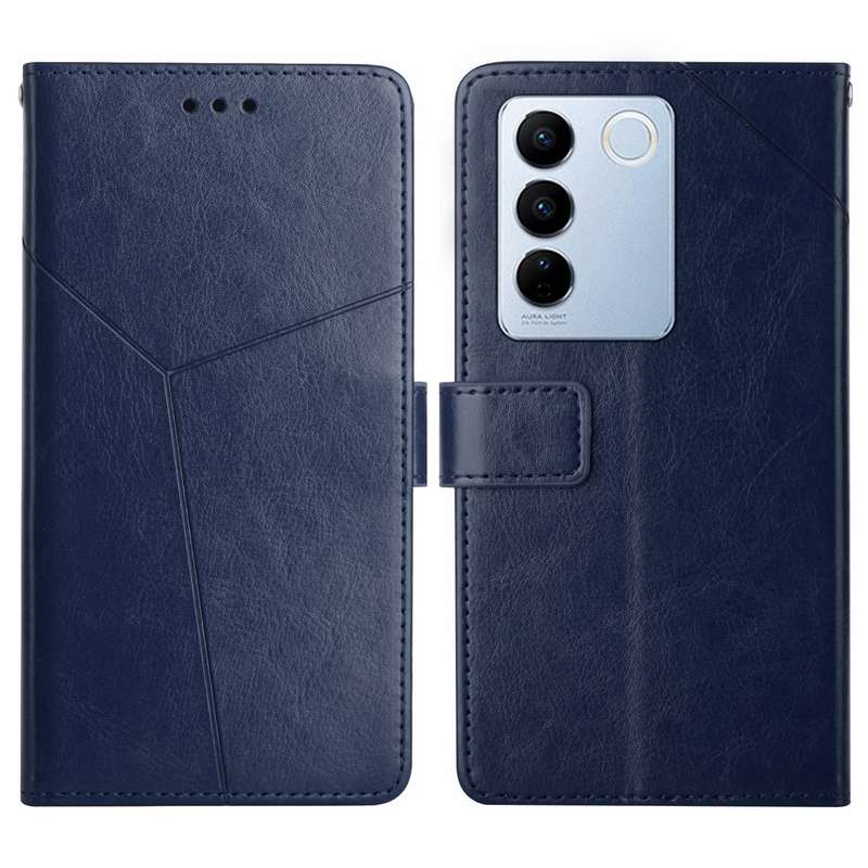 For vivo V27E 4G Global HT01 Y-shaped Pattern Flip Leather Phone Case(Red)