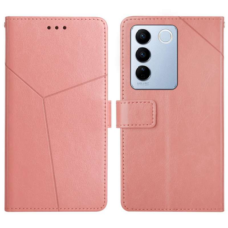 For vivo V27E 4G Global HT01 Y-shaped Pattern Flip Leather Phone Case(Red)