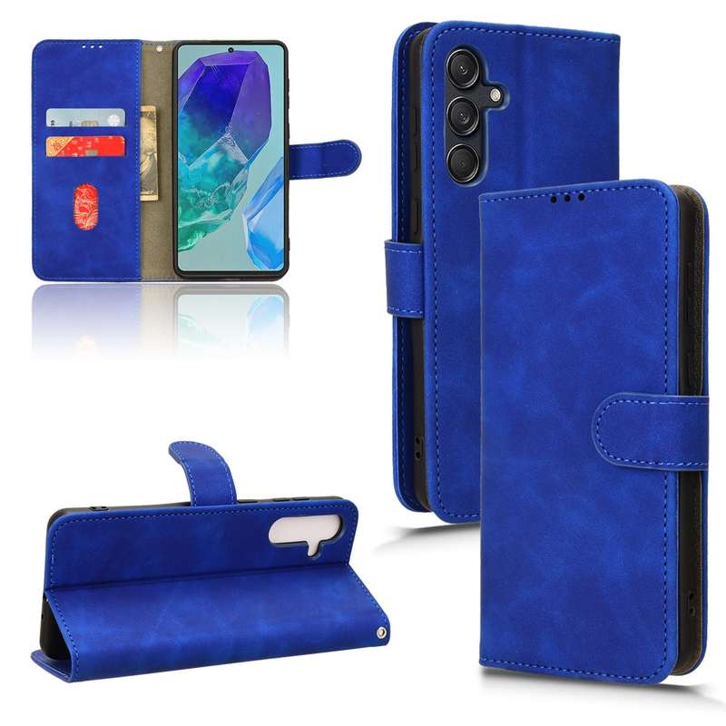 For Samsung Galaxy M55 5G Skin Feel Magnetic Flip Leather Phone Case(Blue)