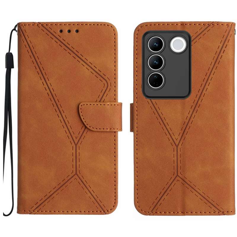 For vivo V27E 4G Global Stitching Embossed Leather Phone Case(Red)
