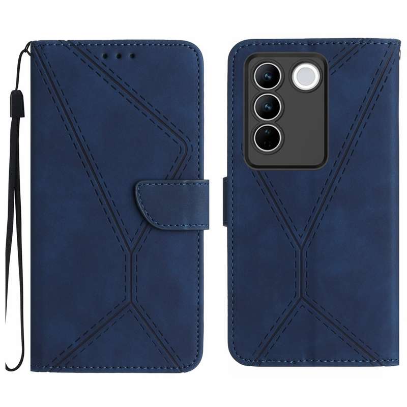 For vivo V27E 4G Global Stitching Embossed Leather Phone Case(Red)