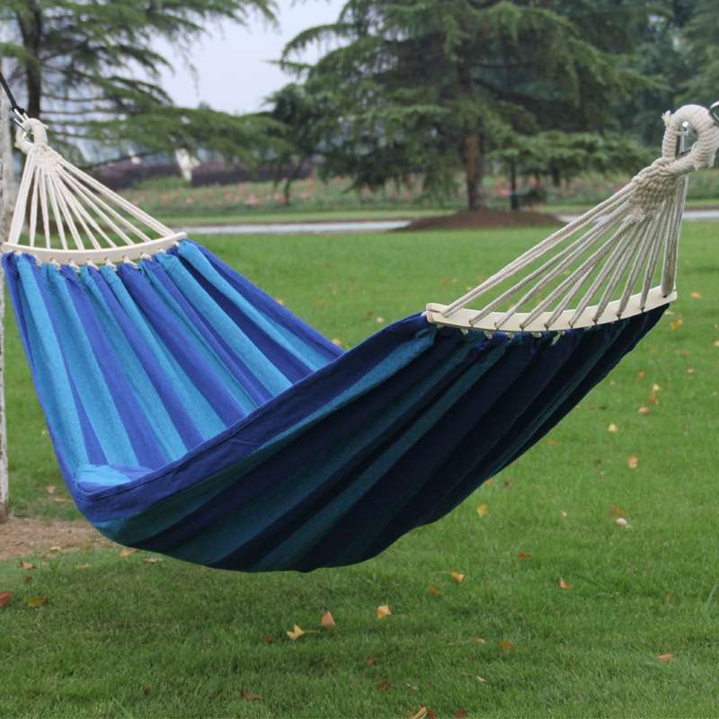Outdoor Double Thickened Canvas Hammock Indoor Swing with Detachable Curved Rod, Size:200x100cm(Cand