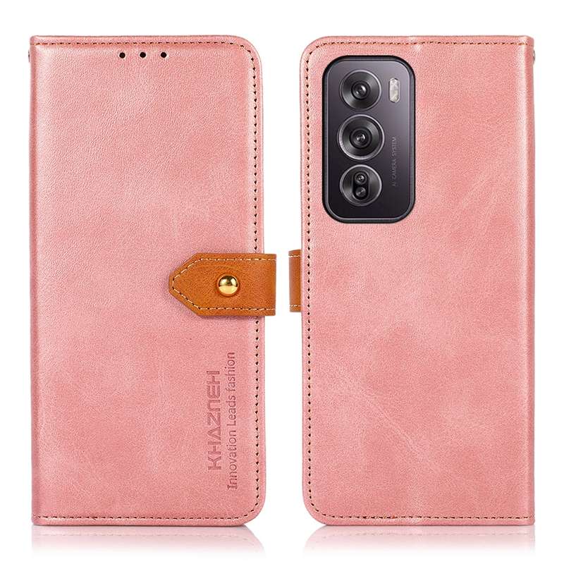For OPPO Reno12 Pro 5G Global KHAZNEH Dual-color Cowhide Texture Flip Leather Phone Case(Rose G