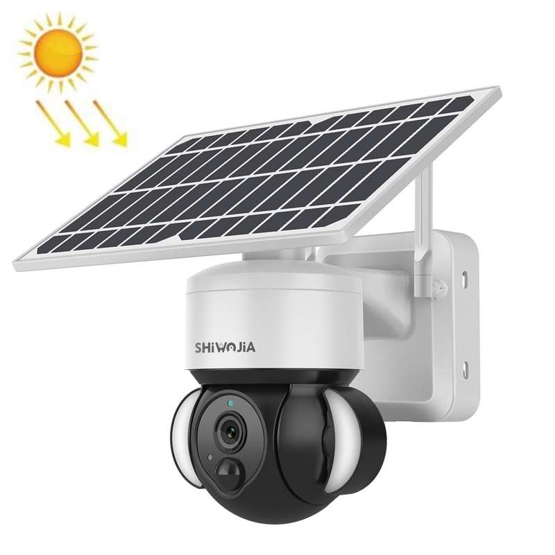 SHIWOJIA IP66 Waterproof 4G 3MP Solar Dome IP Camera, Two-way Audio & PIR Motion Detection & Night V