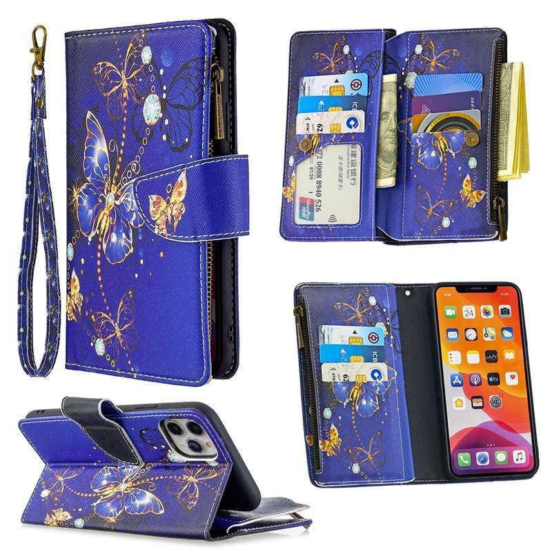 For iPhone 11 Colored Drawing Pattern Zipper Horizontal Flip Leather Case with Holder & Card Slots &