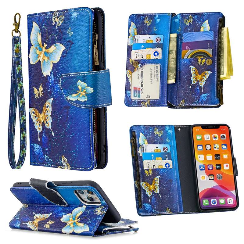 For iPhone 11 Colored Drawing Pattern Zipper Horizontal Flip Leather Case with Holder & Card Slots &