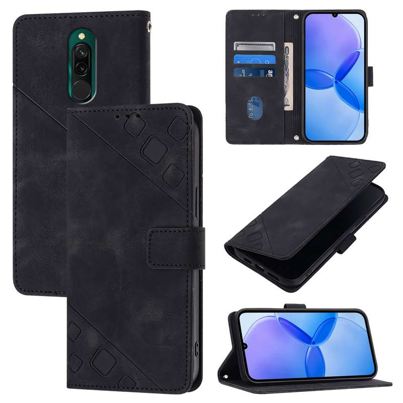 For Xiaomi Redmi 8 / Redmi 8A Skin Feel Embossed Leather Phone Case(Black)