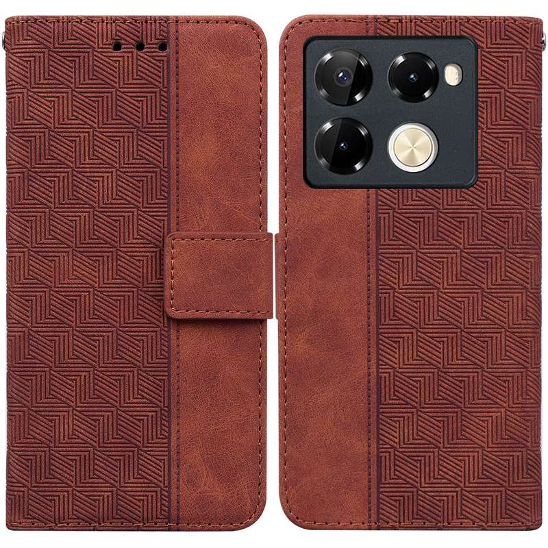 For Infinix Note 40 Pro 5G / 40 Pro 4G Geometric Embossed Leather Phone Case(Brown)