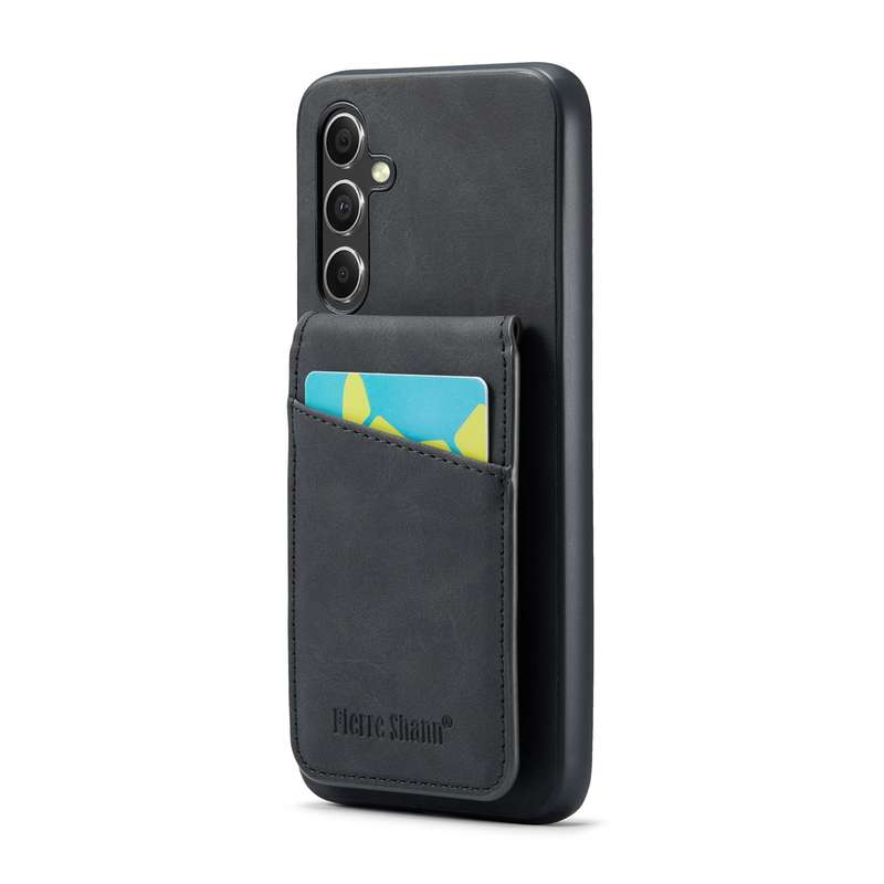 For Samsung Galaxy A54 5G Fierre Shann Crazy Horse Card Holder Back Cover PU Phone Case(Black)