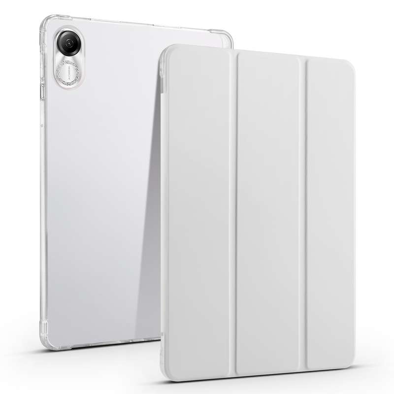 For Xiaomi Redmi Pad Pro 12.1 3-fold Clear TPU Smart Leather Tablet Case with Pen Slot(Space Gr