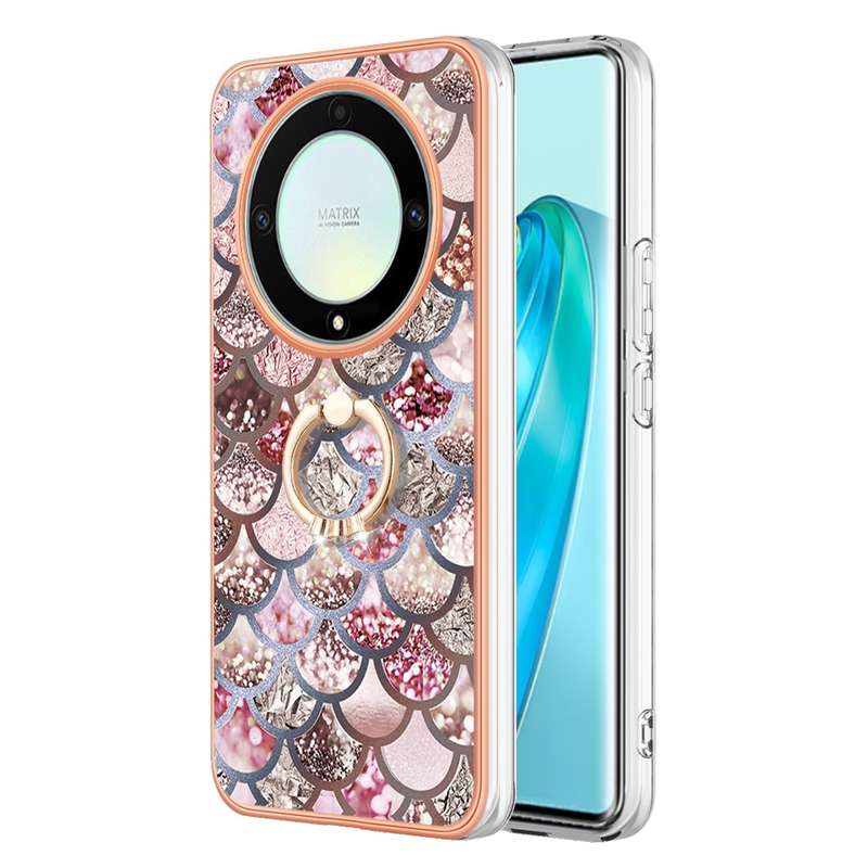 For Honor X9a / Magic5 Lite Electroplating IMD TPU Phone Case with Ring(Colorful Scales)