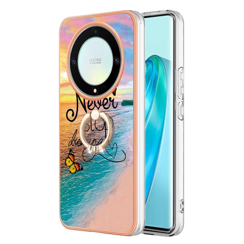 For Honor X9a / Magic5 Lite Electroplating IMD TPU Phone Case with Ring(Colorful Scales)