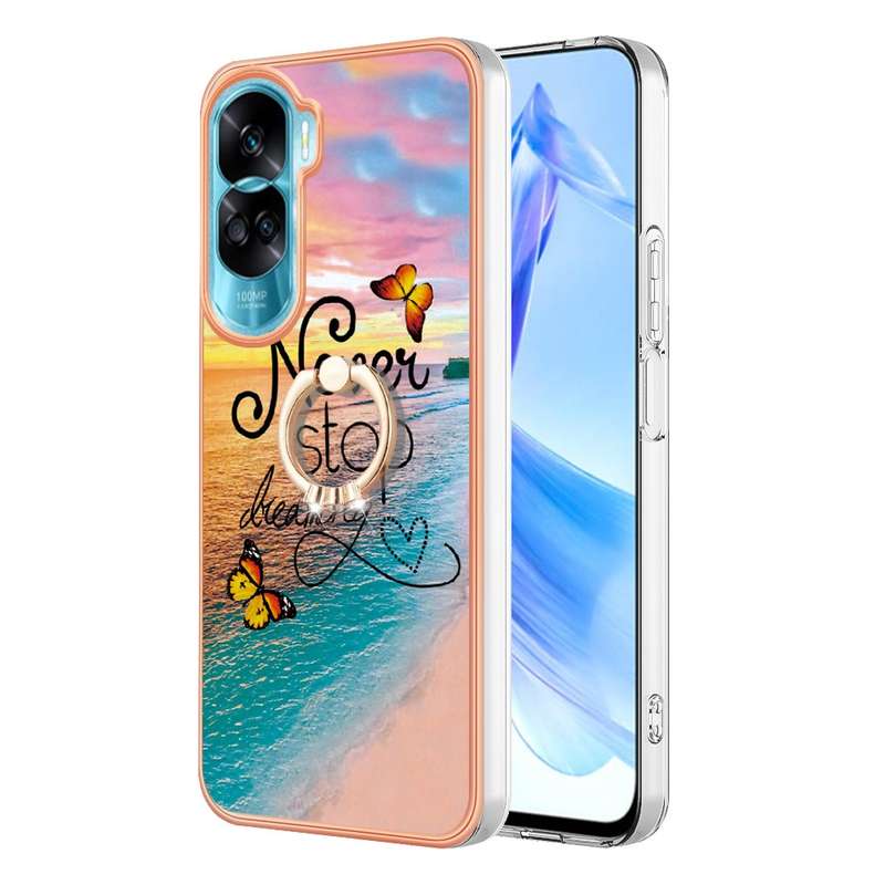 For Honor X9a / Magic5 Lite Electroplating IMD TPU Phone Case with Ring(Colorful Scales)