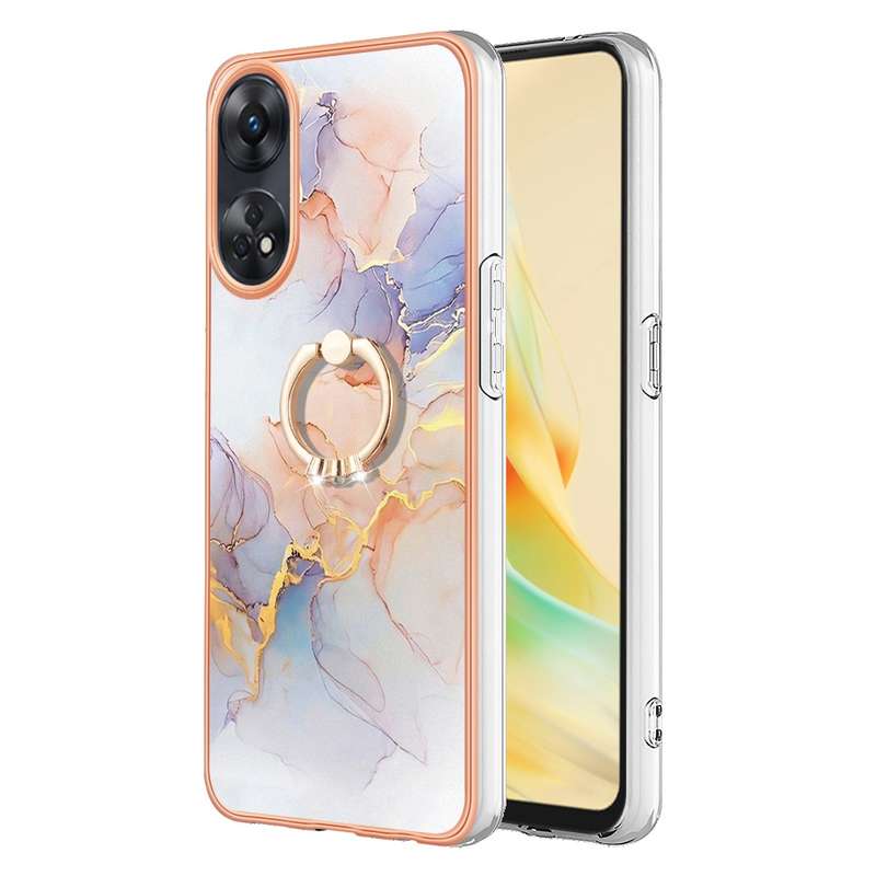 For OPPO Reno8 T 4G Electroplating IMD TPU Phone Case with Ring(Pink Scales)