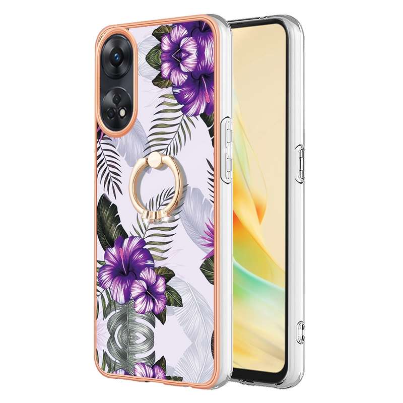 For OPPO Reno8 T 4G Electroplating IMD TPU Phone Case with Ring(Pink Scales)