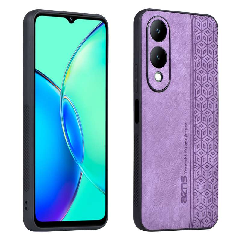 For vivo Y17S AZNS 3D Embossed Skin Feel Phone Case(Purple)