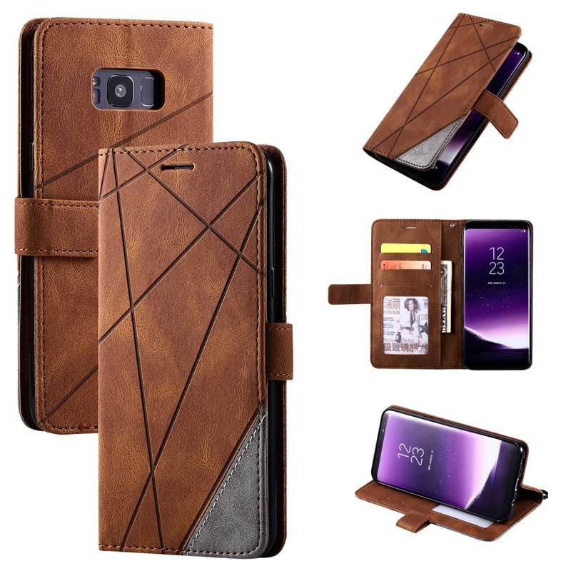 For Samsung Galaxy S8 Plus Skin Feel Splicing Horizontal Flip Leather Case with Holder & Card Slots