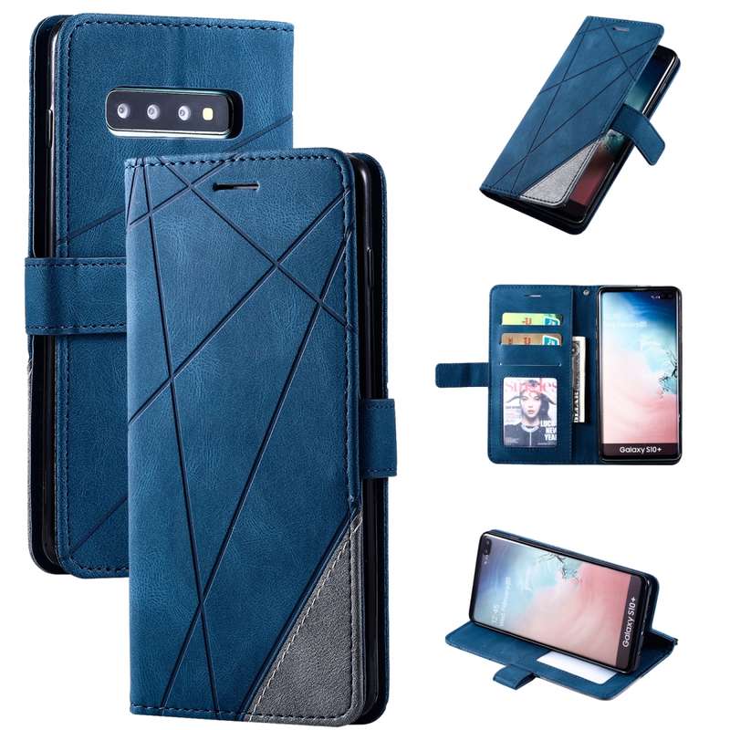 For Samsung Galaxy S10 Plus Skin Feel Splicing Horizontal Flip Leather Case with Holder & Card Slots