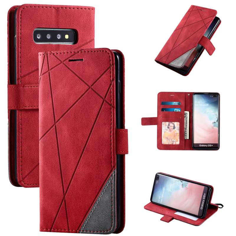 For Samsung Galaxy S10 Plus Skin Feel Splicing Horizontal Flip Leather Case with Holder & Card Slots