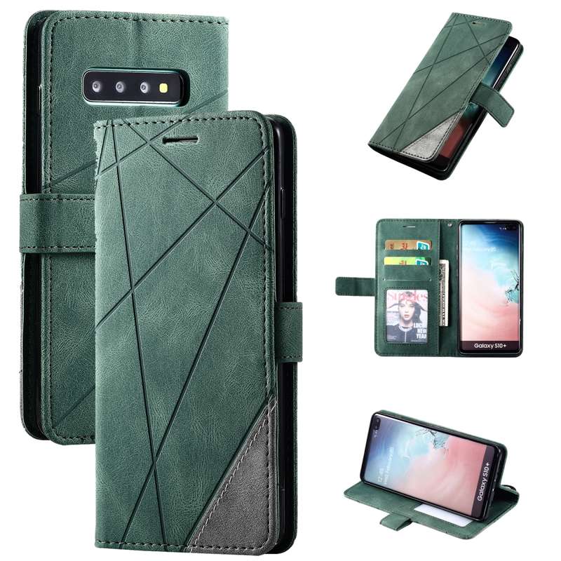For Samsung Galaxy S10 Plus Skin Feel Splicing Horizontal Flip Leather Case with Holder & Card Slots