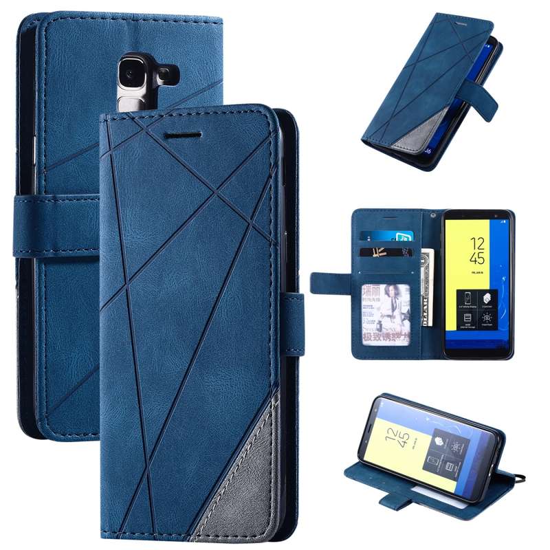 For Samsung Galaxy J6 Skin Feel Splicing Horizontal Flip Leather Case with Holder & Card Slots & Wal