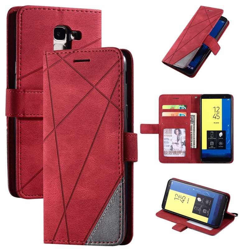 For Samsung Galaxy J6 Skin Feel Splicing Horizontal Flip Leather Case with Holder & Card Slots & Wal