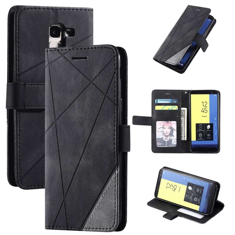 For Samsung Galaxy J6 Skin Feel Splicing Horizontal Flip Leather Case with Holder & Card Slots & Wal