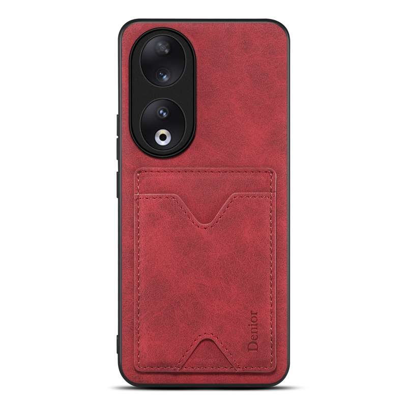 For Honor 90 Denior PU Back Cover Card Slot Holder Phone Case(Brown)
