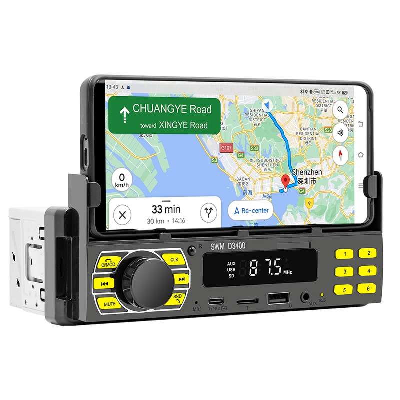 SWM D3400 Car Bluetooth MP3 Player Support Smart Voice Assistant / FM(Black)