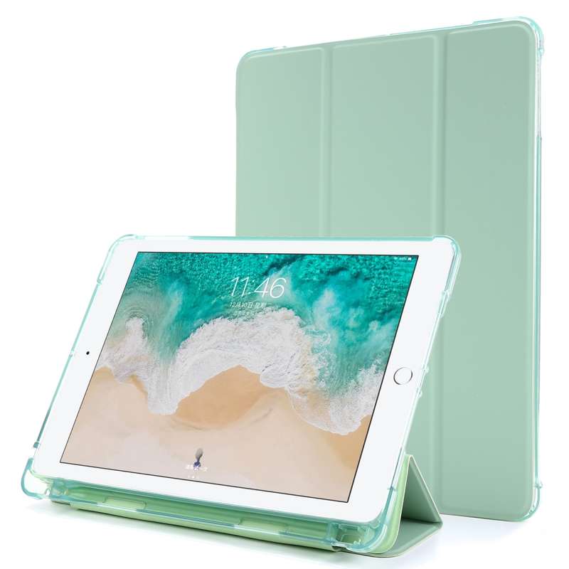 For iPad 9.7 (2018) & (2017) Airbag Horizontal Flip Leather Case with Three-fold Holder & Pen Holder