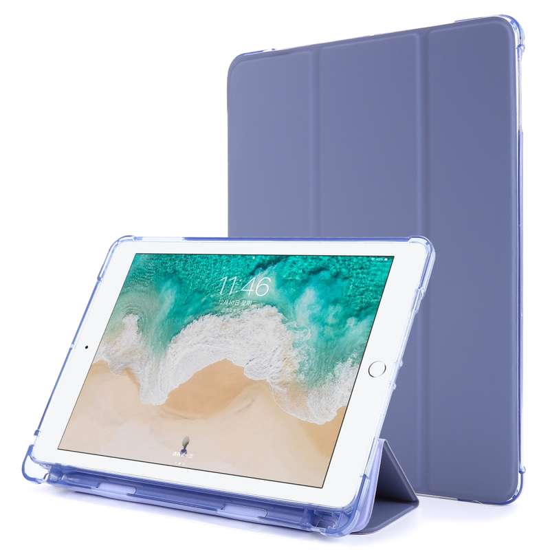 For iPad Air 2 Airbag Horizontal Flip Leather Case with Three-fold Holder & Pen Holder(Dark Green)