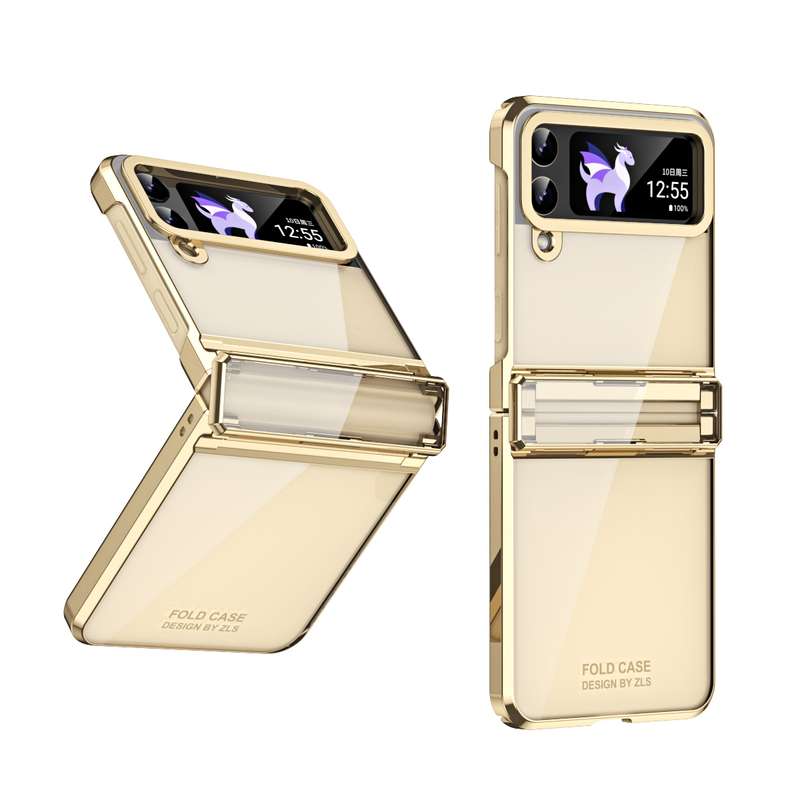 For Samsung Galaxy Z Flip4 5G Electroplating Phantom Series PC Folding Case with Hinge(Rose Gold)